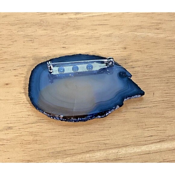 Natural Agate Slice 2-inch Multicolor Mineral Stone Brooch Pin - Picture 2 of 8